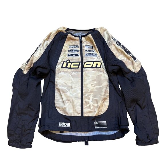 Icon Motorsports Womens Motorcycle Racing Merc Stage 3 Black Camo Large - Picture 1 of 8